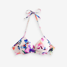 Load image into Gallery viewer, White Floral Padded Wired Plunge Bikini Top
