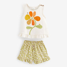 Load image into Gallery viewer, Cream Floral Frill Vest And Shorts Set (6mths-6yrs)