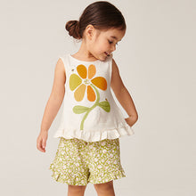 Load image into Gallery viewer, Cream Floral Frill Vest And Shorts Set (6mths-6yrs)