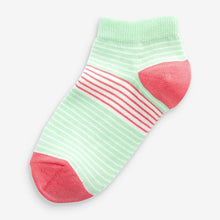Load image into Gallery viewer, Multi 5 Pack Cotton Rich Bright Stripe Trainer Socks (Older Girls)