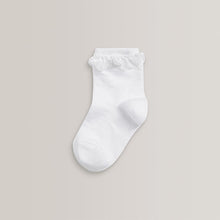 Load image into Gallery viewer, White 5 Pack Cotton Rich Ruffle Ankle Socks
