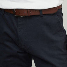 Load image into Gallery viewer, Navy Blue Belted Soft Touch Straight Fit Chino Trousers