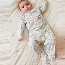 Load image into Gallery viewer, Pink Mono Baby Character Sleepsuits 3 Pack (0-18mths)