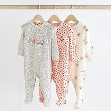 Load image into Gallery viewer, Pink Mono Baby Character Sleepsuits 3 Pack (0-18mths)