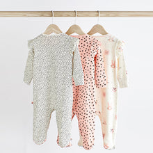 Load image into Gallery viewer, Pink Mono Baby Character Sleepsuits 3 Pack (0-18mths)