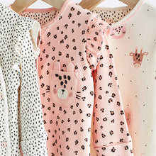 Load image into Gallery viewer, Pink Mono Baby Character Sleepsuits 3 Pack (0-18mths)