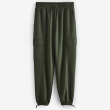 Load image into Gallery viewer, Khaki/Green Jersey Parachute Cargo Trousers