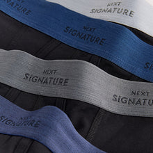Load image into Gallery viewer, Black Blue/Grey Waistband Signature Trunk Boxers
