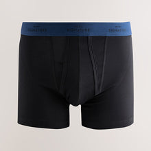 Load image into Gallery viewer, Black Blue/Grey Waistband Signature Trunk Boxers