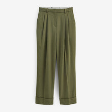 Load image into Gallery viewer, Green Turn-Up Hem Wide Leg Trousers