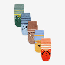 Load image into Gallery viewer, Multi Animal Baby Socks 5 Pack (0mths-2yrs)