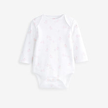 Load image into Gallery viewer, Pink/White Bunny 4 Pack Baby Long Sleeve Bodysuits (0mth-18mths)