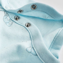 Load image into Gallery viewer, Blue/White Elephant 4 Pack Short Sleeve Baby Bodysuits (0mth-18mths)