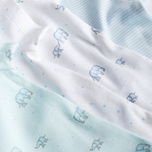 Load image into Gallery viewer, Blue/White Elephant 4 Pack Short Sleeve Baby Bodysuits (0mth-18mths)