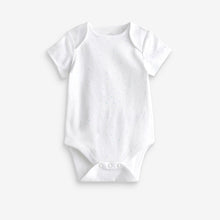 Load image into Gallery viewer, Blue/White Elephant 4 Pack Short Sleeve Baby Bodysuits (0mth-18mths)