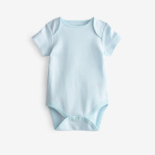 Load image into Gallery viewer, Blue/White Elephant 4 Pack Short Sleeve Baby Bodysuits (0mth-18mths)