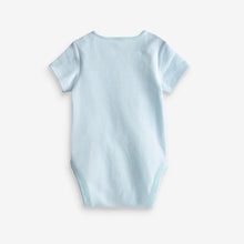 Load image into Gallery viewer, Blue/White Elephant 4 Pack Short Sleeve Baby Bodysuits (0mth-18mths)