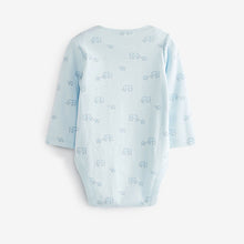 Load image into Gallery viewer, Blue/White Elephant 4 Pack Baby Long Sleeve Bodysuits (0mth-18mths)