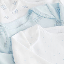 Load image into Gallery viewer, Blue/White Elephant 4 Pack Baby Long Sleeve Bodysuits (0mth-18mths)