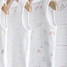 Load image into Gallery viewer, White Bright Animal 4 Pack Baby Vest Bodysuits (0mth-18mths)