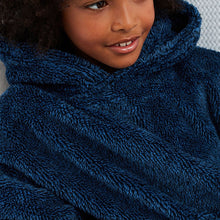 Load image into Gallery viewer, Navy Soft Touch Fleece Hooded Blanket (3-13yrs)