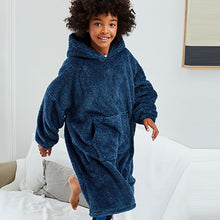 Load image into Gallery viewer, Navy Soft Touch Fleece Hooded Blanket (3-13yrs)