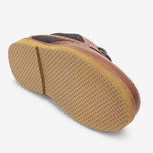 Load image into Gallery viewer, Tan Brown / Navy Blue Leather Brogue Shoes (Younger Boys)