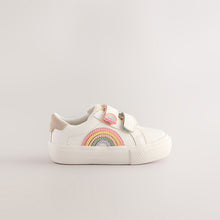 Load image into Gallery viewer, White Standard Fit (F) Touch Fasten Trainers