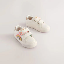 Load image into Gallery viewer, White Standard Fit (F) Touch Fasten Trainers