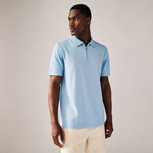 Load image into Gallery viewer, Light Blue Slim Fit Smart Quarter Zip Polo Shirt