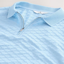 Load image into Gallery viewer, Light Blue Slim Fit Smart Quarter Zip Polo Shirt