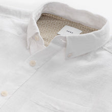 Load image into Gallery viewer, White Standard Collar Cotton Linen Blend Short Sleeve Shirt