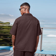 Load image into Gallery viewer, Brown Short Sleeve Textured Waffle 100% Cotton Shirt