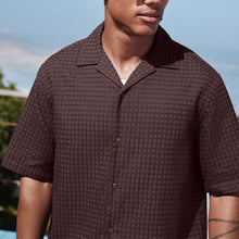 Load image into Gallery viewer, Brown Short Sleeve Textured Waffle 100% Cotton Shirt