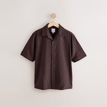 Load image into Gallery viewer, Brown Short Sleeve Textured Waffle 100% Cotton Shirt