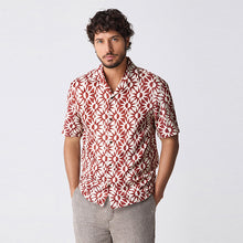 Load image into Gallery viewer, Red Short Sleeve Sun Printed 100% Cotton Shirt