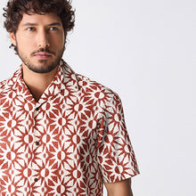 Load image into Gallery viewer, Red Short Sleeve Sun Printed 100% Cotton Shirt