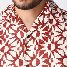Load image into Gallery viewer, Red Short Sleeve Sun Printed 100% Cotton Shirt