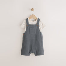 Load image into Gallery viewer, Charcoal Woven Dungaree and Bodysuit Set (0mths-18mth)