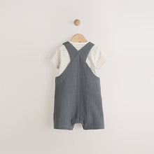 Load image into Gallery viewer, Charcoal Woven Dungaree and Bodysuit Set (0mths-18mth)