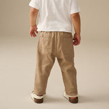 Load image into Gallery viewer, Tan Brown Regular Fit Linen Blend Pull on Trousers (3mths-6yrs)