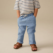 Load image into Gallery viewer, Chambray Blue Regular Fit Linen Blend Pull on Trousers (3mths-6yrs)