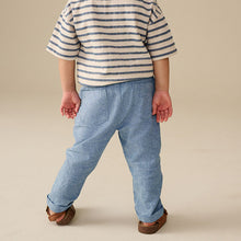 Load image into Gallery viewer, Chambray Blue Regular Fit Linen Blend Pull on Trousers (3mths-6yrs)