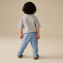 Load image into Gallery viewer, Chambray Blue Regular Fit Linen Blend Pull on Trousers (3mths-6yrs)