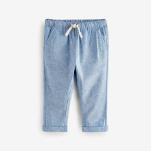 Load image into Gallery viewer, Chambray Blue Regular Fit Linen Blend Pull on Trousers (3mths-6yrs)