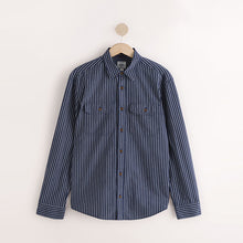 Load image into Gallery viewer, Navy Blue Stripe Cotton Long Sleeve 100% Cotton Shirt