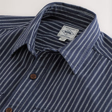 Load image into Gallery viewer, Navy Blue Stripe Cotton Long Sleeve 100% Cotton Shirt