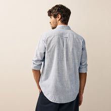 Load image into Gallery viewer, Navy Blue Textured Long Sleeve 100% Cotton Shirt