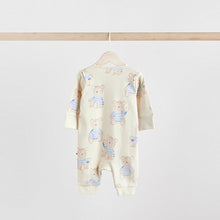 Load image into Gallery viewer, Blue 3 Pack Baby Sleepsuits (0-18mth)