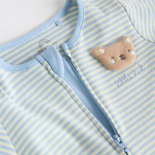 Load image into Gallery viewer, Blue 3 Pack Baby Sleepsuits (0-18mth)